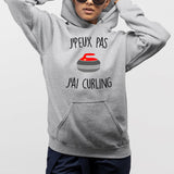 Sweat Capuche Adulte J'peux pas j'ai curling Gris