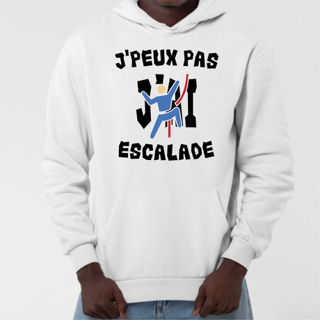 Sweat Capuche Adulte J'peux pas j'ai escalade Blanc