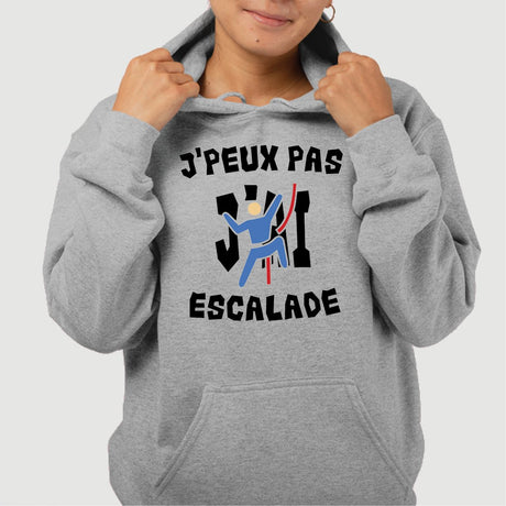 Sweat Capuche Adulte J'peux pas j'ai escalade Gris