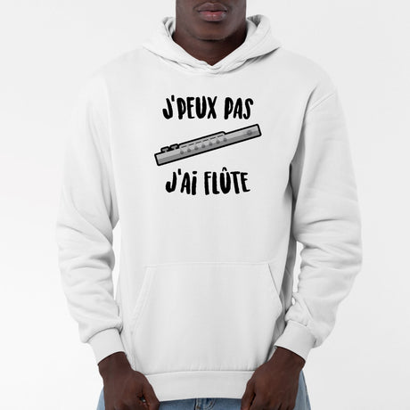 Sweat Capuche Adulte J'peux pas j'ai flûte Blanc