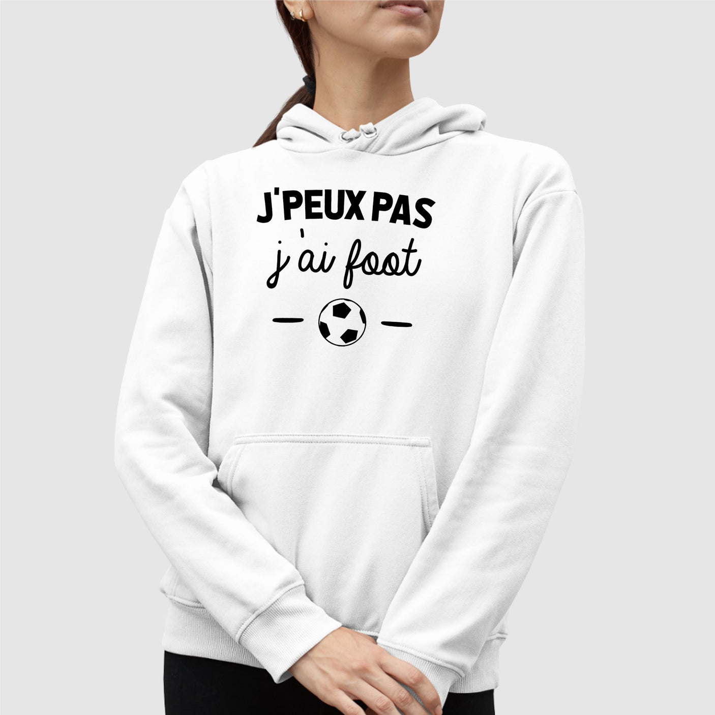 Sweat Capuche Adulte J'peux pas j'ai foot Blanc