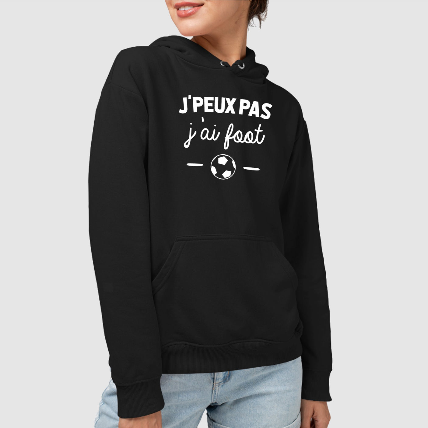 Sweat Capuche Adulte J'peux pas j'ai foot Noir