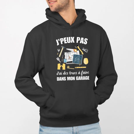 Sweat Capuche Adulte J'peux pas j'ai garage Noir