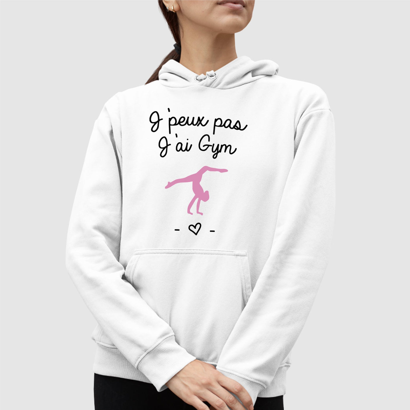 Sweat Capuche Adulte J'peux pas j'ai gym Blanc