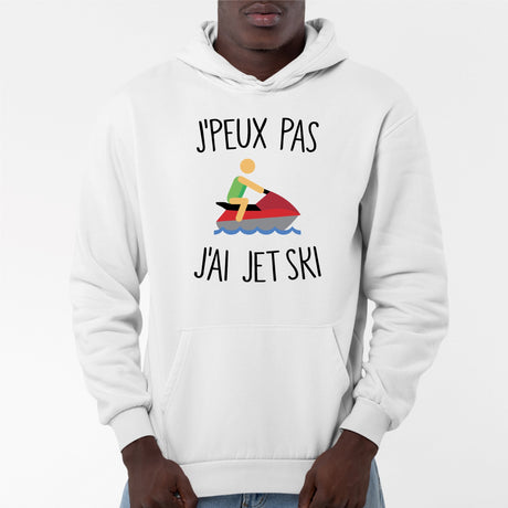 Sweat Capuche Adulte J'peux pas j'ai jet ski Blanc