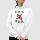 Sweat Capuche Adulte J'peux pas j'ai kayak Blanc