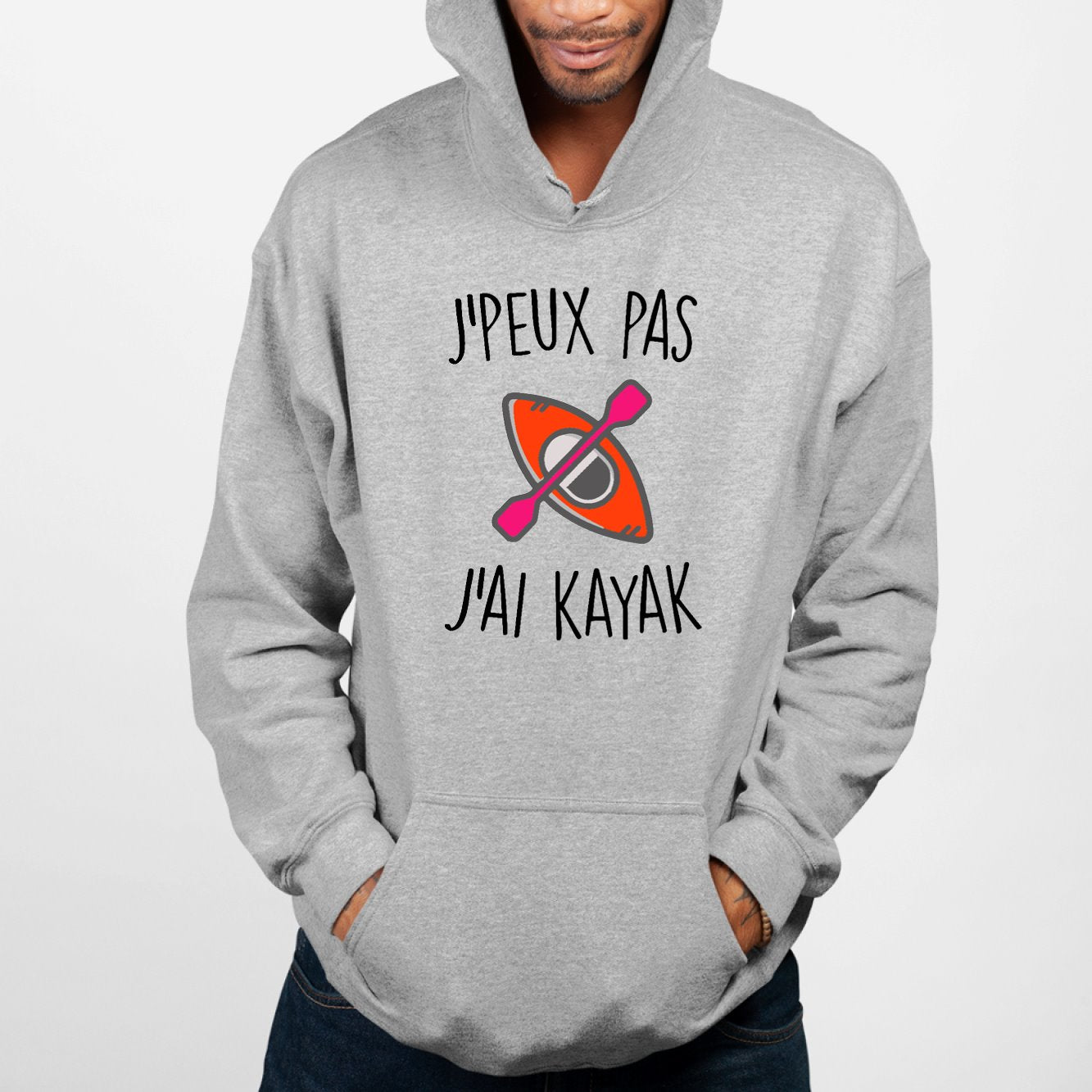 Sweat Capuche Adulte J'peux pas j'ai kayak Gris