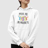 Sweat Capuche Adulte J'peux pas j'ai majorette Blanc