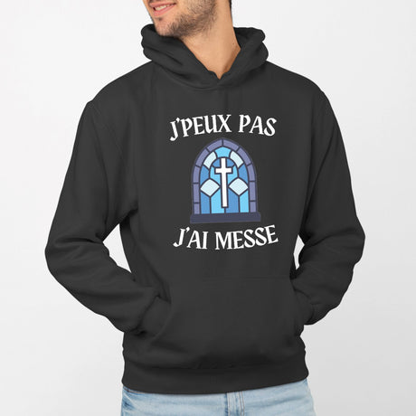 Sweat Capuche Adulte J'peux pas j'ai messe Noir