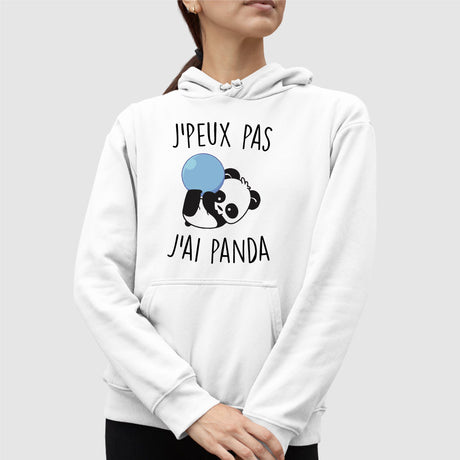 Sweat Capuche Adulte J'peux pas j'ai panda Blanc