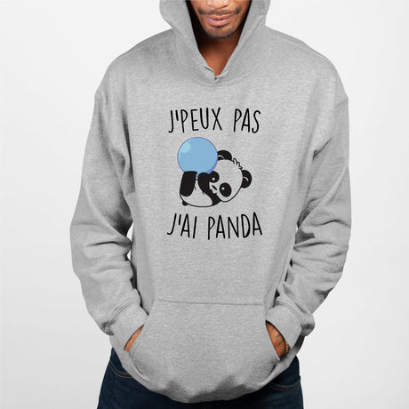 Sweat Capuche Adulte J'peux pas j'ai panda Gris