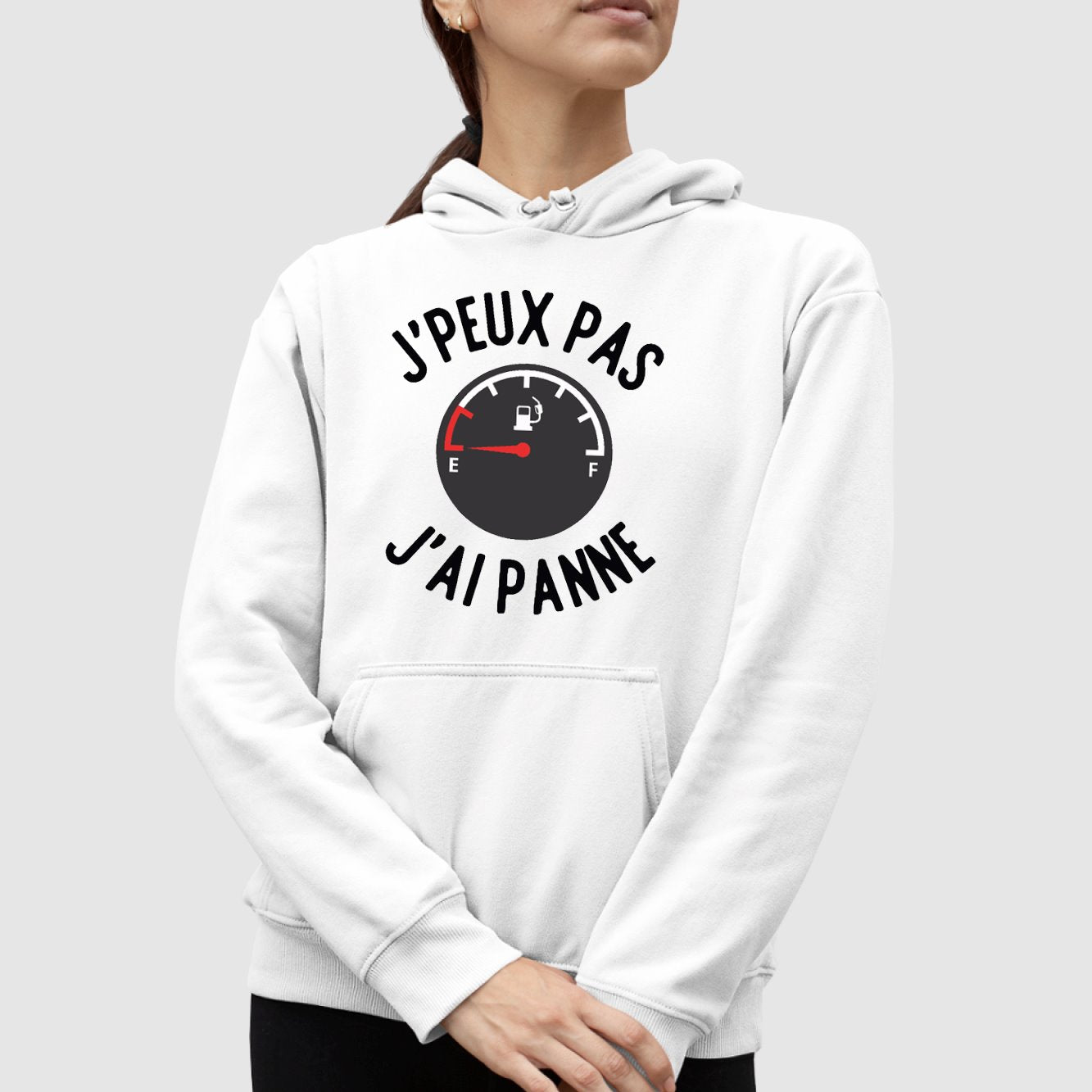 Sweat Capuche Adulte J'peux pas j'ai panne Blanc