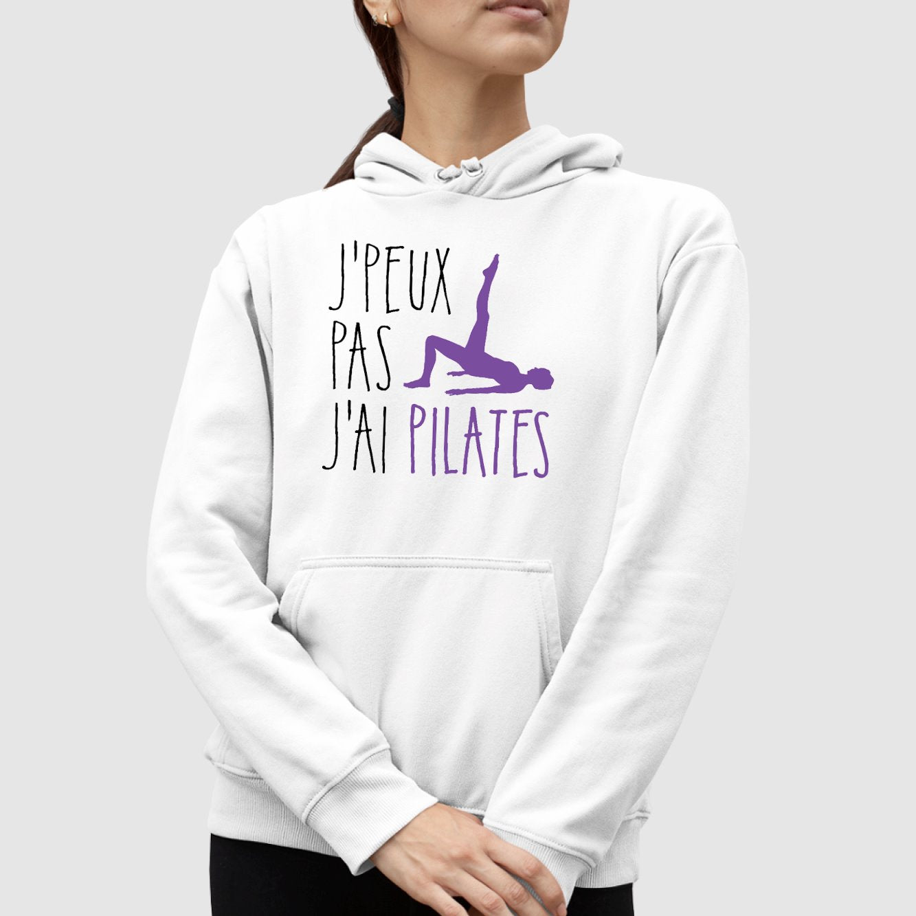 Sweat Capuche Adulte J'peux pas j'ai pilates Blanc