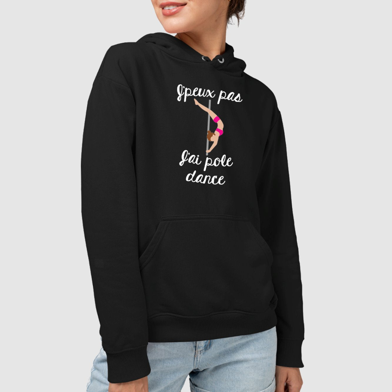 Sweat Capuche Adulte J'peux pas j'ai pole dance Noir