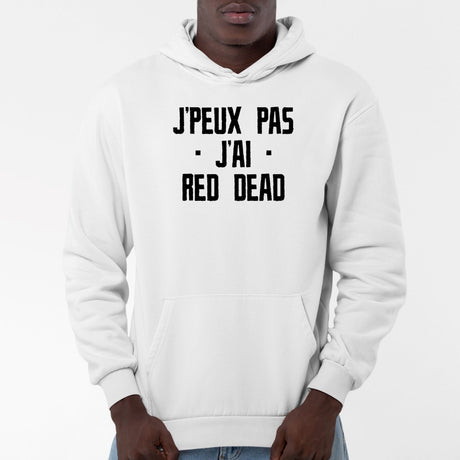 Sweat Capuche Adulte J'peux pas j'ai red dead Blanc