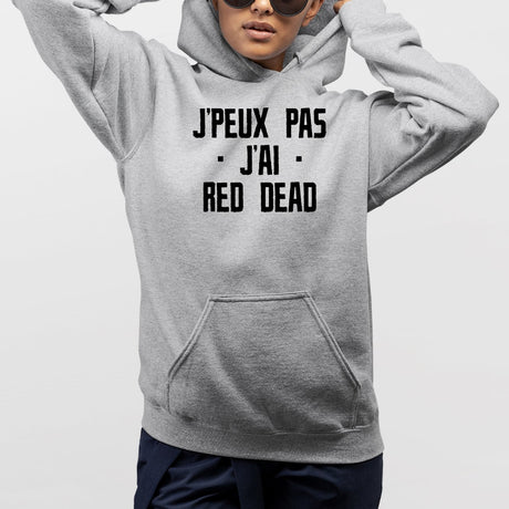 Sweat Capuche Adulte J'peux pas j'ai red dead Gris