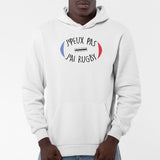 Sweat Capuche Adulte J'peux pas j'ai rugby Blanc