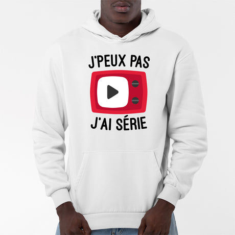 Sweat Capuche Adulte J'peux pas j'ai série Blanc