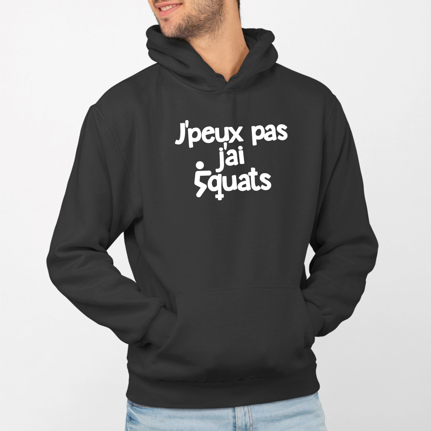 Sweat Capuche Adulte J'peux pas j'ai squats Noir