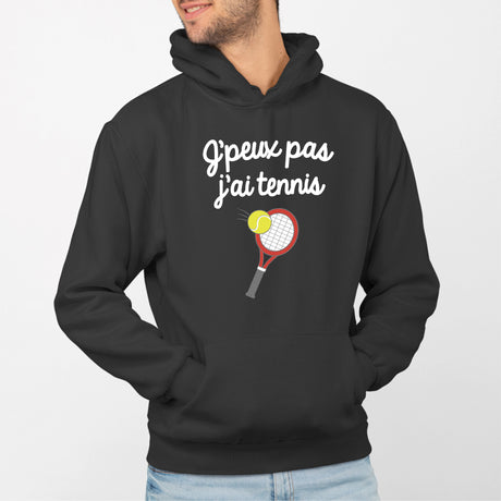 Sweat Capuche Adulte J'peux pas j'ai tennis Noir