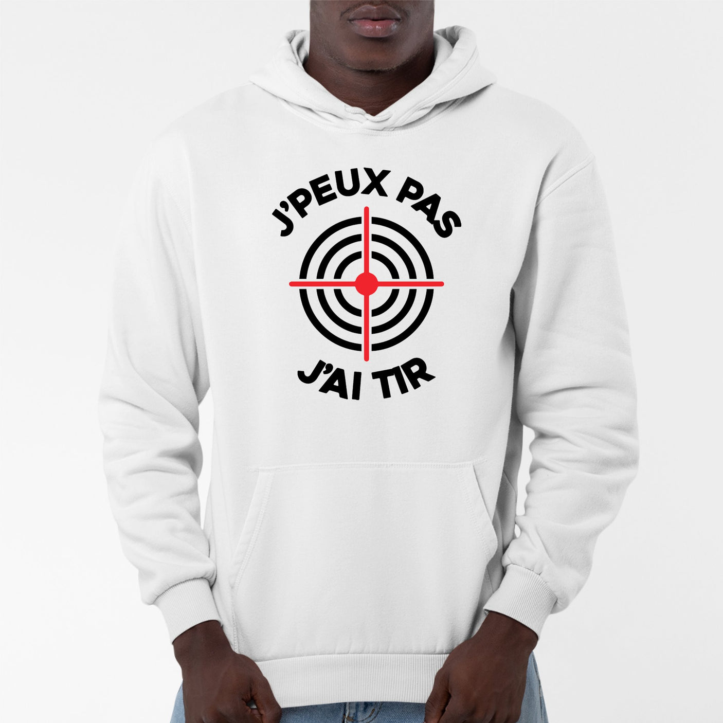 Sweat Capuche Adulte J'peux pas j'ai tir Blanc