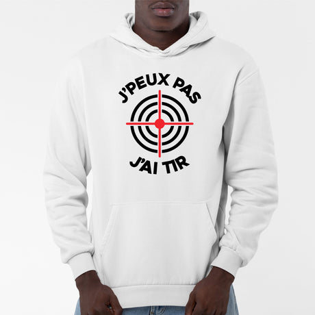 Sweat Capuche Adulte J'peux pas j'ai tir Blanc