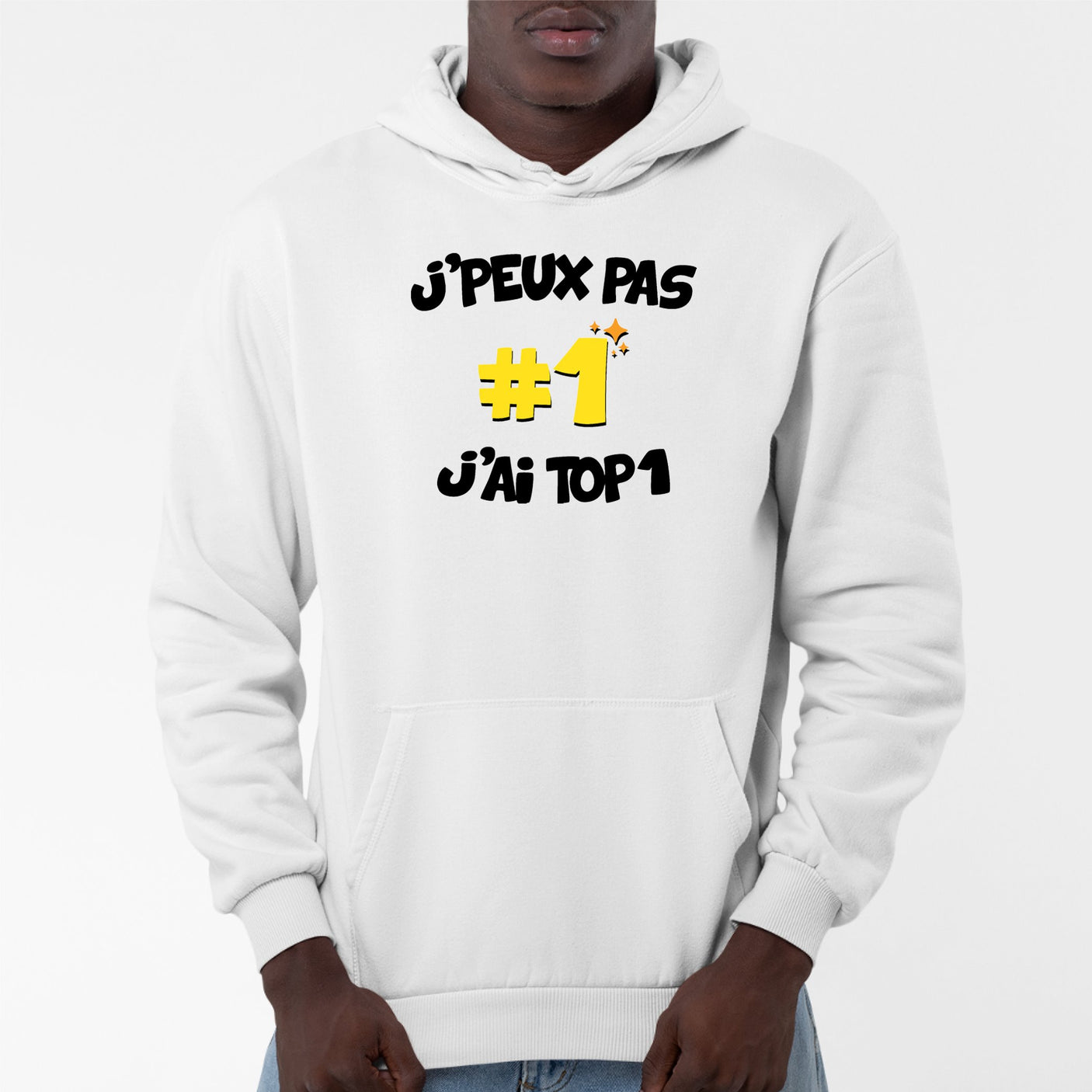 Sweat Capuche Adulte J'peux pas j'ai TOP1 Blanc