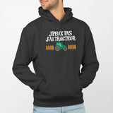 Sweat Capuche Adulte J'peux pas j'ai tracteur Noir