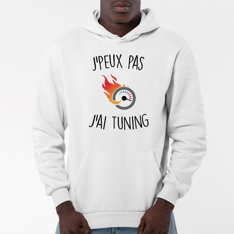 Sweat Capuche Adulte J'peux pas j'ai tuning Blanc