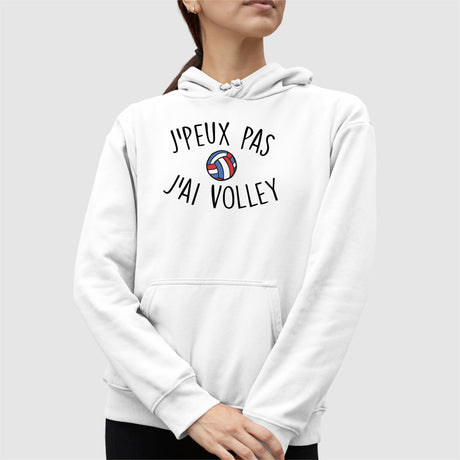 Sweat Capuche Adulte J'peux pas j'ai volley Blanc