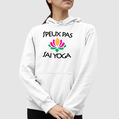 Sweat Capuche Adulte J'peux pas j'ai yoga Blanc