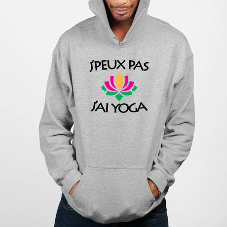 Sweat Capuche Adulte J'peux pas j'ai yoga Gris