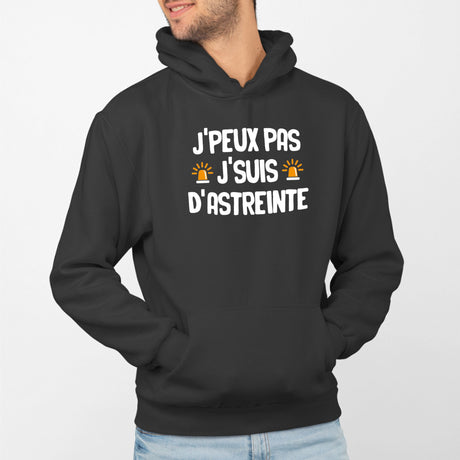 Sweat Capuche Adulte J'peux pas j'suis d'astreinte Noir