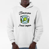 Sweat Capuche Adulte J'peux pas j'suis vegan Blanc