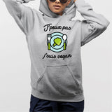 Sweat Capuche Adulte J'peux pas j'suis vegan Gris