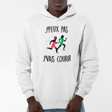 Sweat Capuche Adulte J'peux pas j'vais courir Blanc