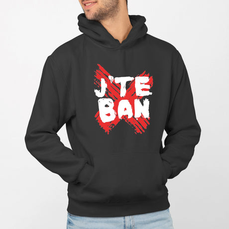 Sweat Capuche Adulte J'te ban Noir