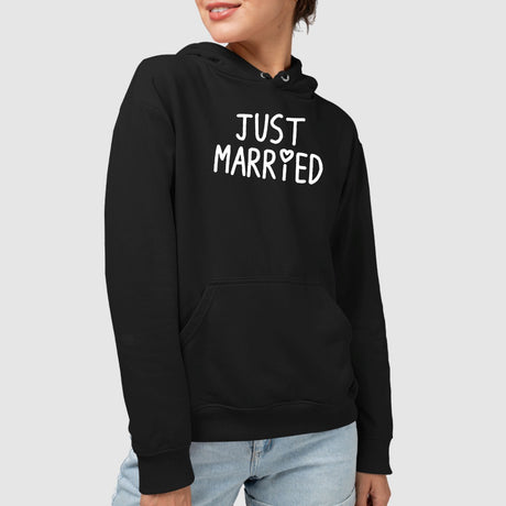 Sweat Capuche Adulte Just married Noir