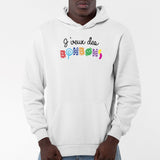 Sweat Capuche Adulte J'veux des bonbons Blanc