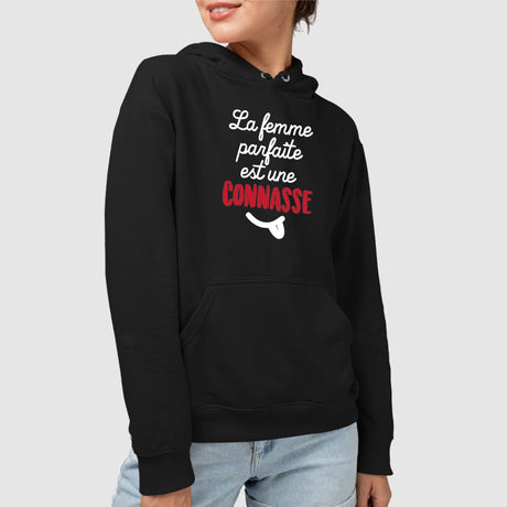 Sweat Capuche Adulte La femme parfaite est une connasse Noir