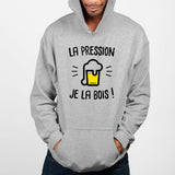 Sweat Capuche Adulte La pression je la bois Gris