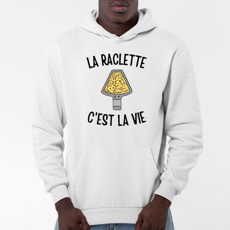 Sweat Capuche Adulte La raclette c'est la vie Blanc