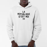 Sweat Capuche Adulte La république c'est moi Blanc