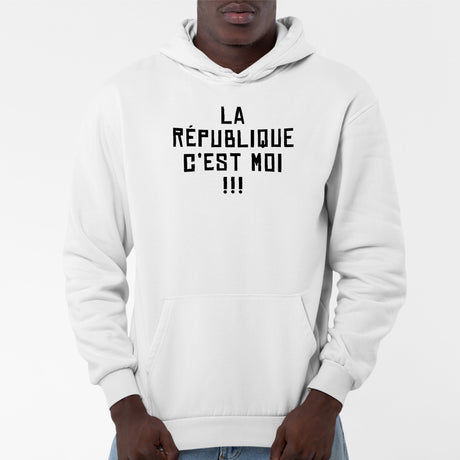 Sweat Capuche Adulte La république c'est moi Blanc