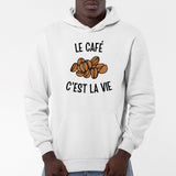 Sweat Capuche Adulte Le café c'est la vie Blanc