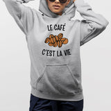 Sweat Capuche Adulte Le café c'est la vie Gris