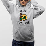 Sweat Capuche Adulte Le CBD c'est la vie Gris