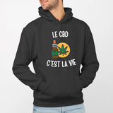 Sweat Capuche Adulte Le CBD c'est la vie Noir