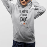 Sweat Capuche Adulte Le cheval c'est mon dada Gris