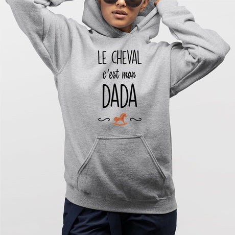 Sweat Capuche Adulte Le cheval c'est mon dada Gris